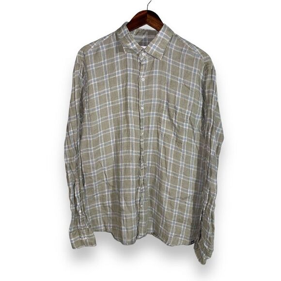 Peter Millar Sage Green 100% Linen Button Up Shirt Size L - Picture 1 of 8